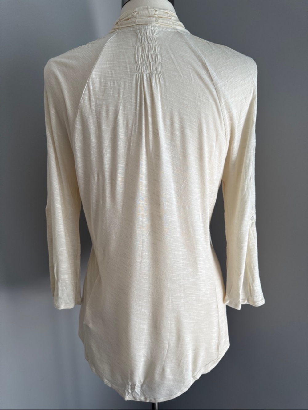 TINY by Anthropologie Embroidered Silk Blend Blouse - Ivory, Size L - Picture 5 of 8